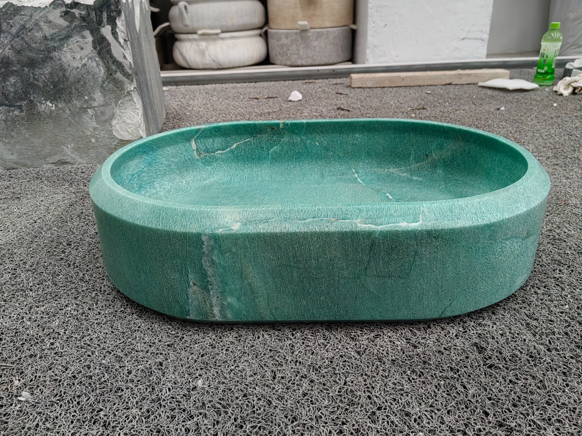 Oval Amazon Green Marble Vessel Sink Luxury Bathroom Decor