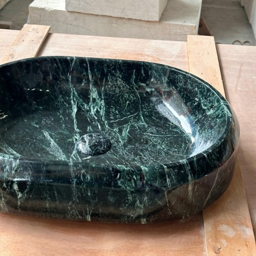 Prada Green Marble Vessel Sink Oval Luxury Bathroom Wash Basin