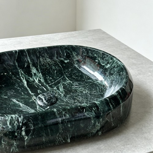 Prada Green Marble Vessel Sink Oval Luxury Bathroom Wash Basin