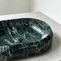 Prada Green Marble Vessel Sink Oval Luxury Bathroom Wash Basin