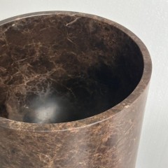Dark Emperador Marble Freestanding Pedestal Sink