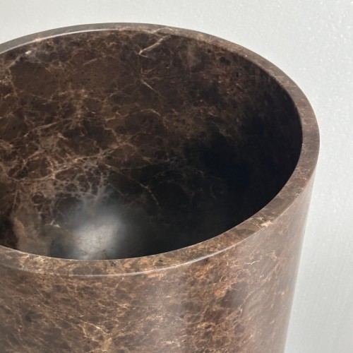 Dark Emperador Marble Freestanding Pedestal Sink