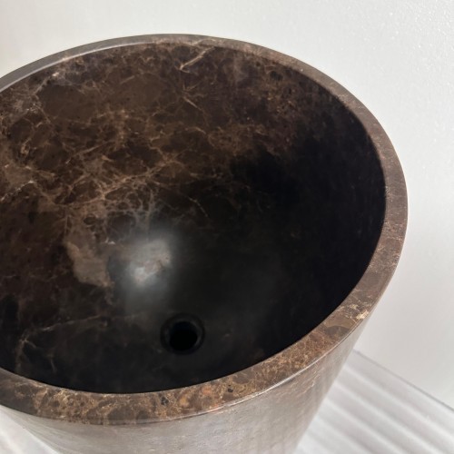 Dark Emperador Marble Freestanding Pedestal Sink