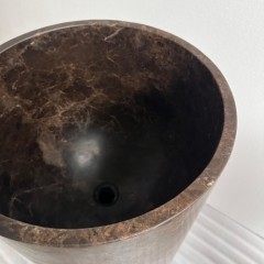 Dark Emperador Marble Freestanding Pedestal Sink