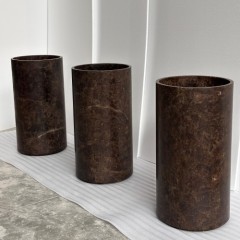 Dark Emperador Marble Freestanding Pedestal Sink