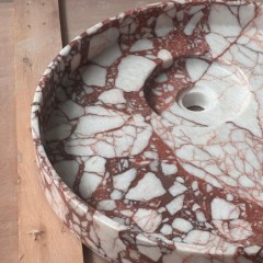 Round Calacatta Viola Marble Vessel Sink Natural Stone Bathroom Wash Basin