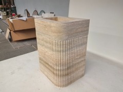 Natural Marble Integrated Fluted Travertine Bathroom Vanity Sink with Cabinet