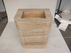 Natural Marble Integrated Fluted Travertine Bathroom Vanity Sink with Cabinet