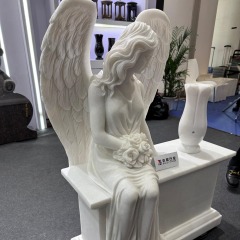 Carrara White Marble Angel Tombstone Monument