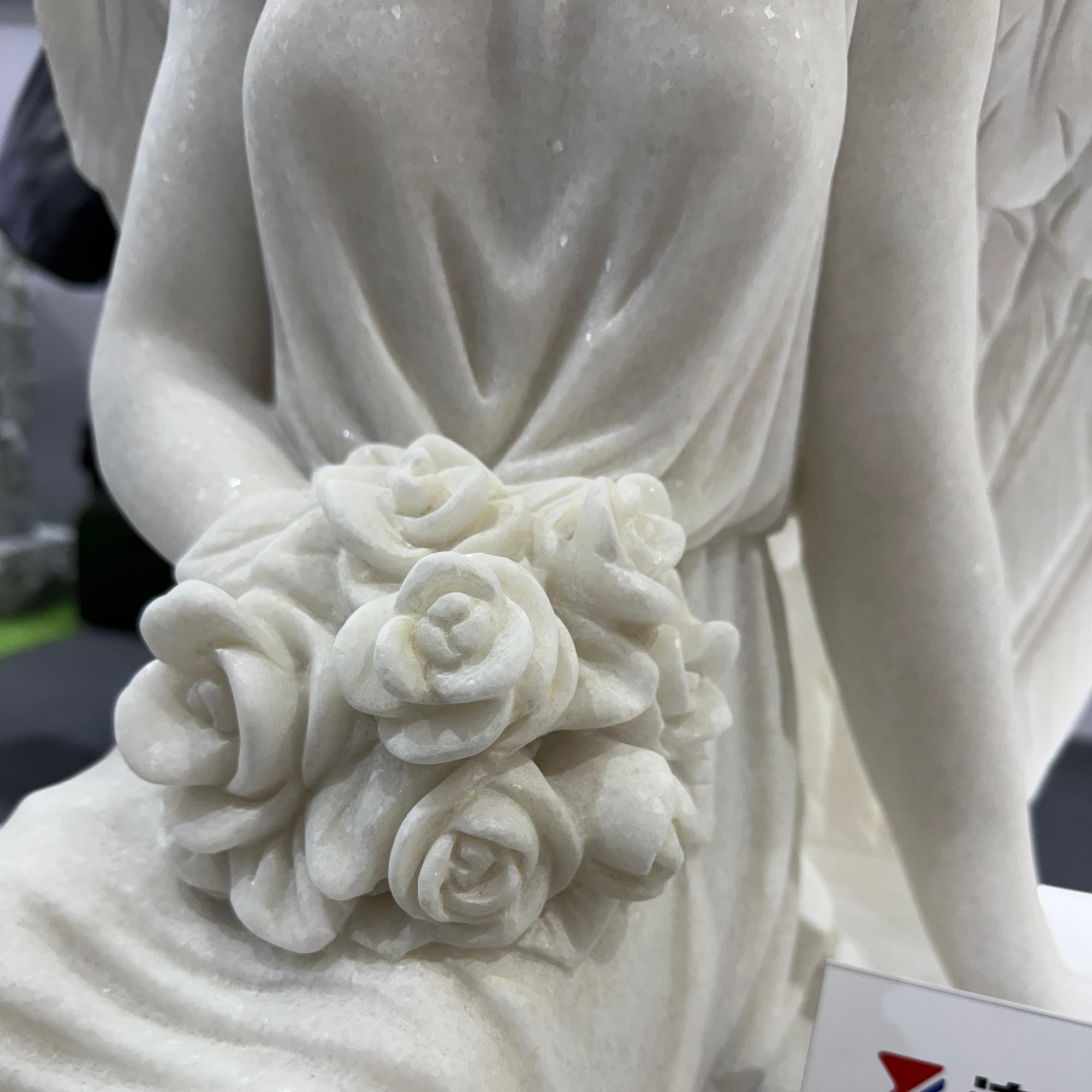 Carrara White Marble Angel Tombstone Monument