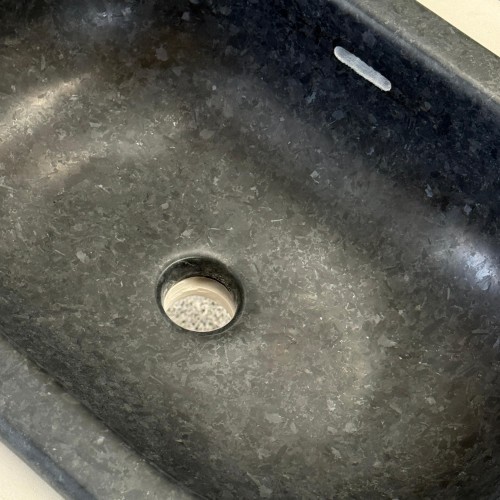 Angola Black Integrated Stone Sink With White Sand Quartz Countertop