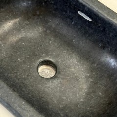 Angola Black Integrated Stone Sink With White Sand Quartz Countertop