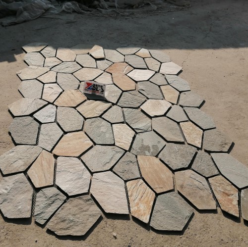 Rusty Yellow Ice Crack Mesh Paving Stone