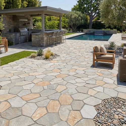 Rusty Yellow Ice Crack Mesh Paving Stone