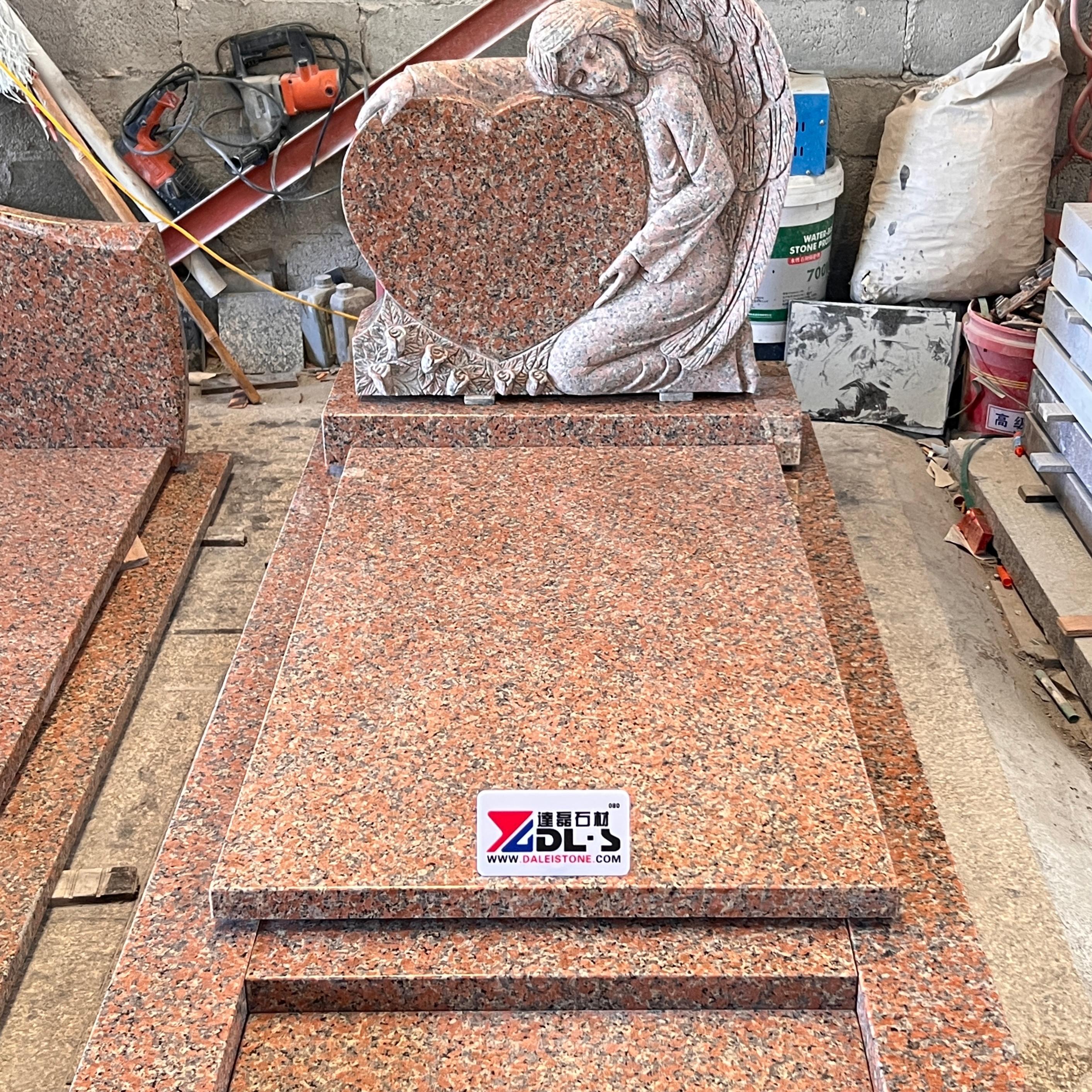 Angel Heart  Memorial Monument Maple Red Granite Tombstone