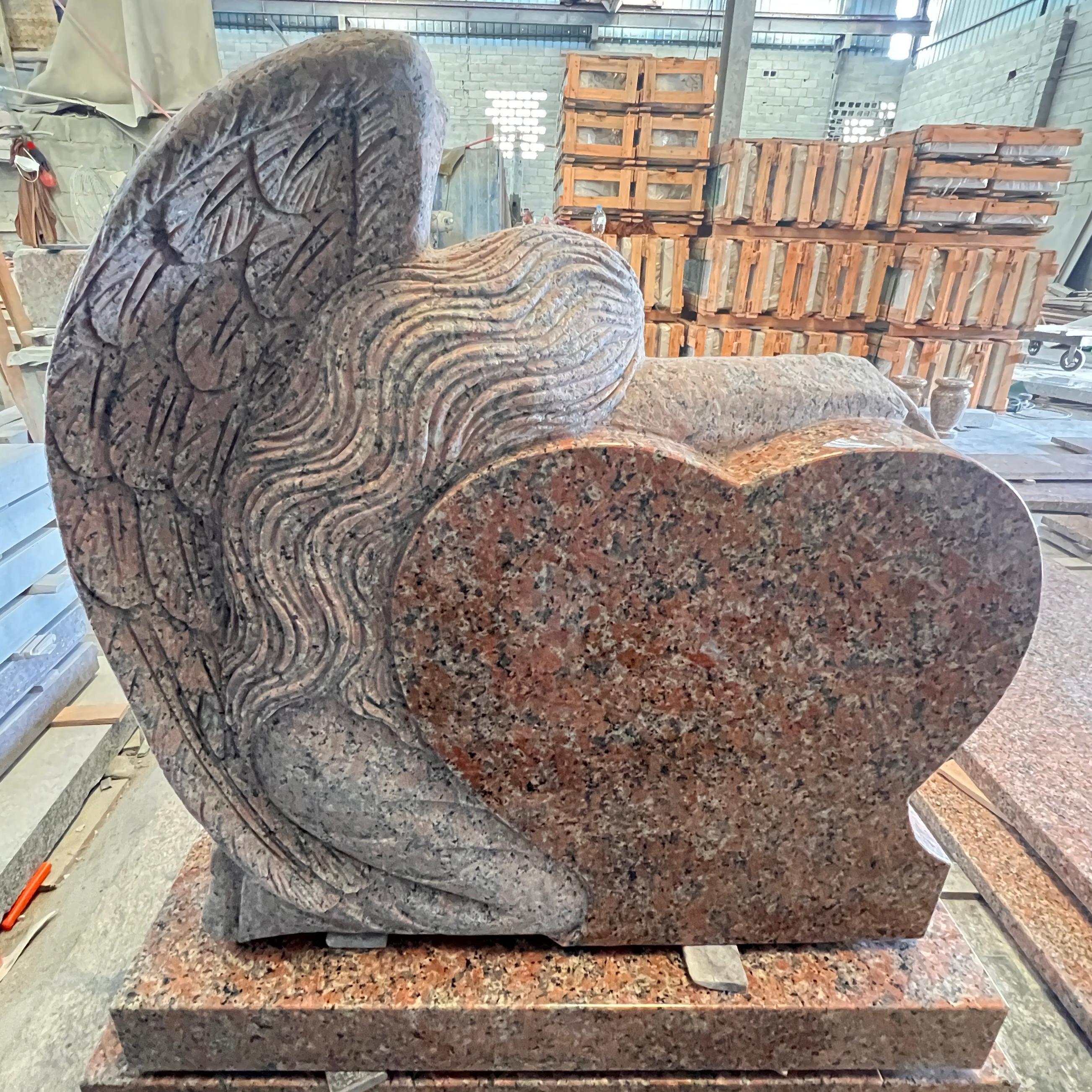 Angel Heart  Memorial Monument Maple Red Granite Tombstone