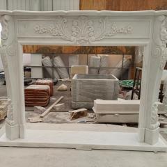 White Jade Marble Fireplace Mantel Surround French Style