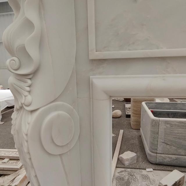White Jade Marble Fireplace Mantel Surround French Style