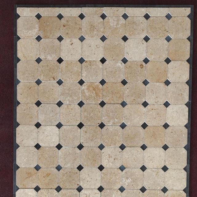 Jing Brick Stone and Beirut Stone Octagon Mosaic Marble Floor Tile