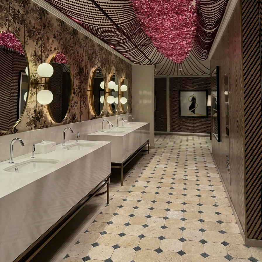 Jing Brick Stone and Beirut Stone Octagon Mosaic Marble Floor Tile