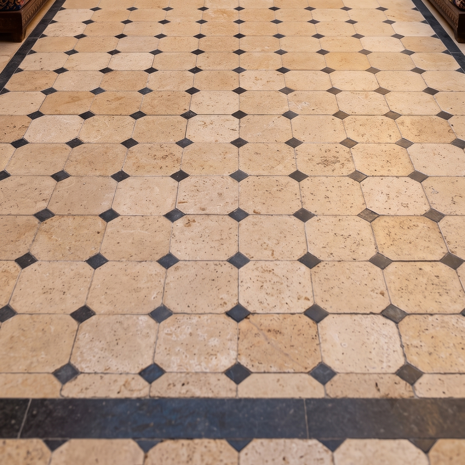 Jing Brick Stone and Beirut Stone Octagon Mosaic Marble Floor Tile
