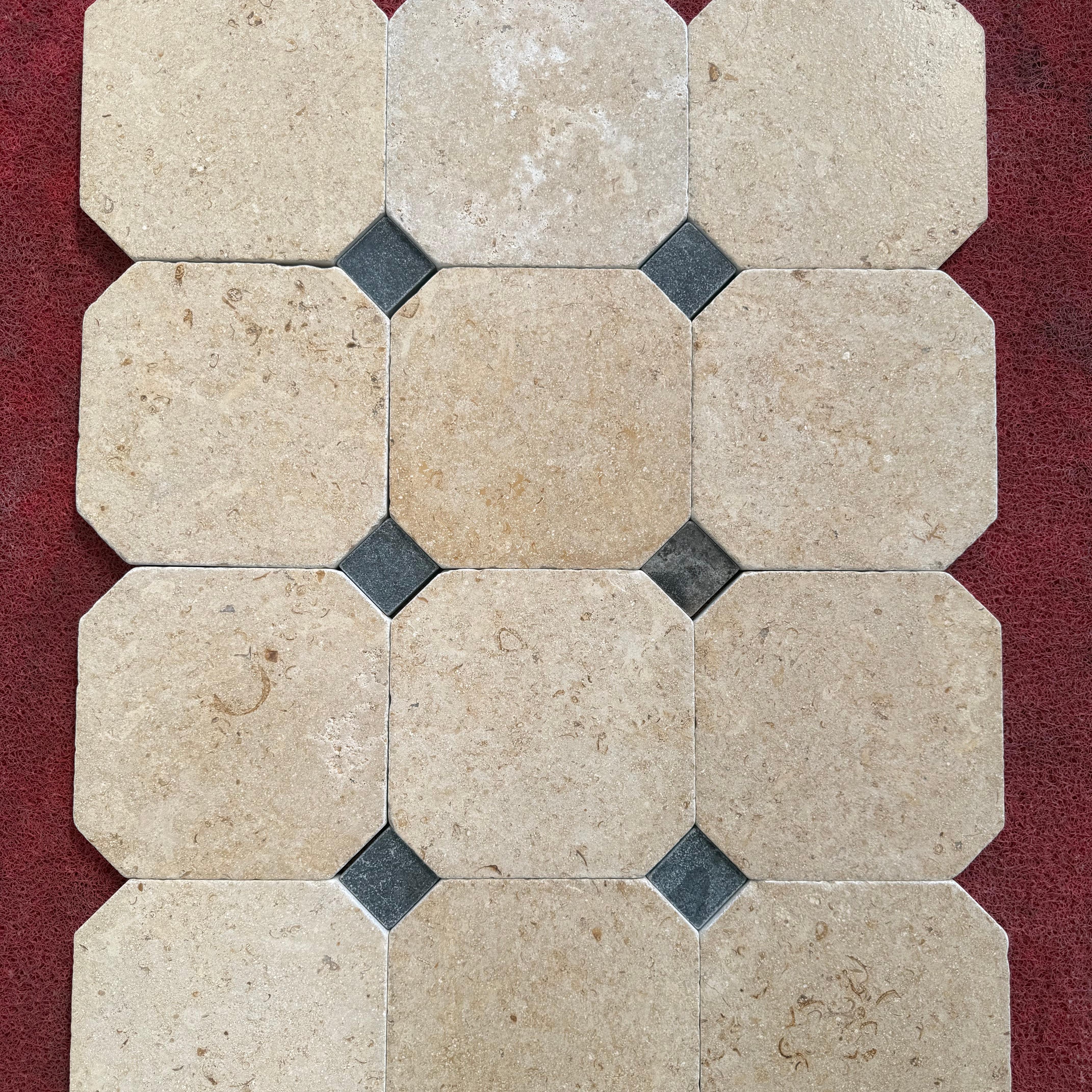 Jing Brick Stone and Beirut Stone Octagon Mosaic Marble Floor Tile