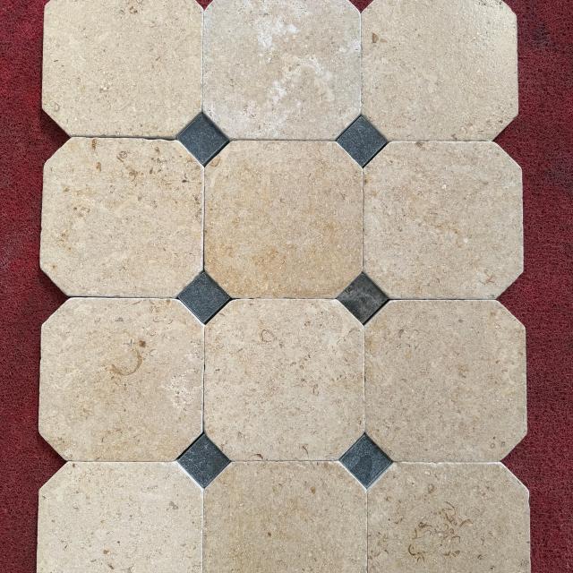 Jing Brick Stone and Beirut Stone Octagon Mosaic Marble Floor Tile