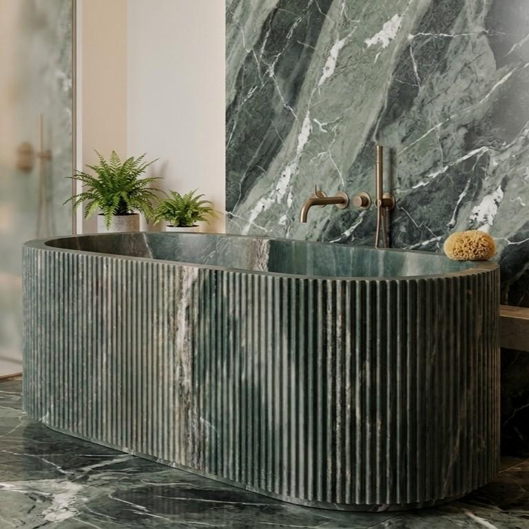 Natural Green Dragon Vein Jade Marble Bathtub