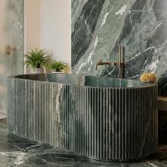Natural Green Dragon Vein Jade Marble Bathtub