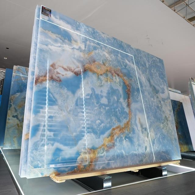 Natural Blue Jade Stone Slab Luxury Large Format Jade Stone
