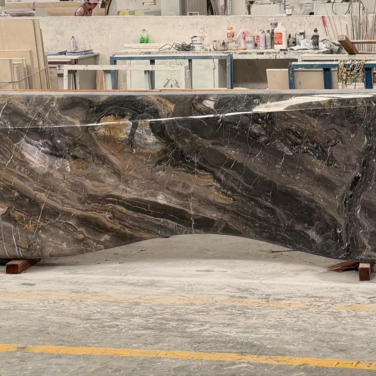 Venice Brown Marble Large Bar Counter