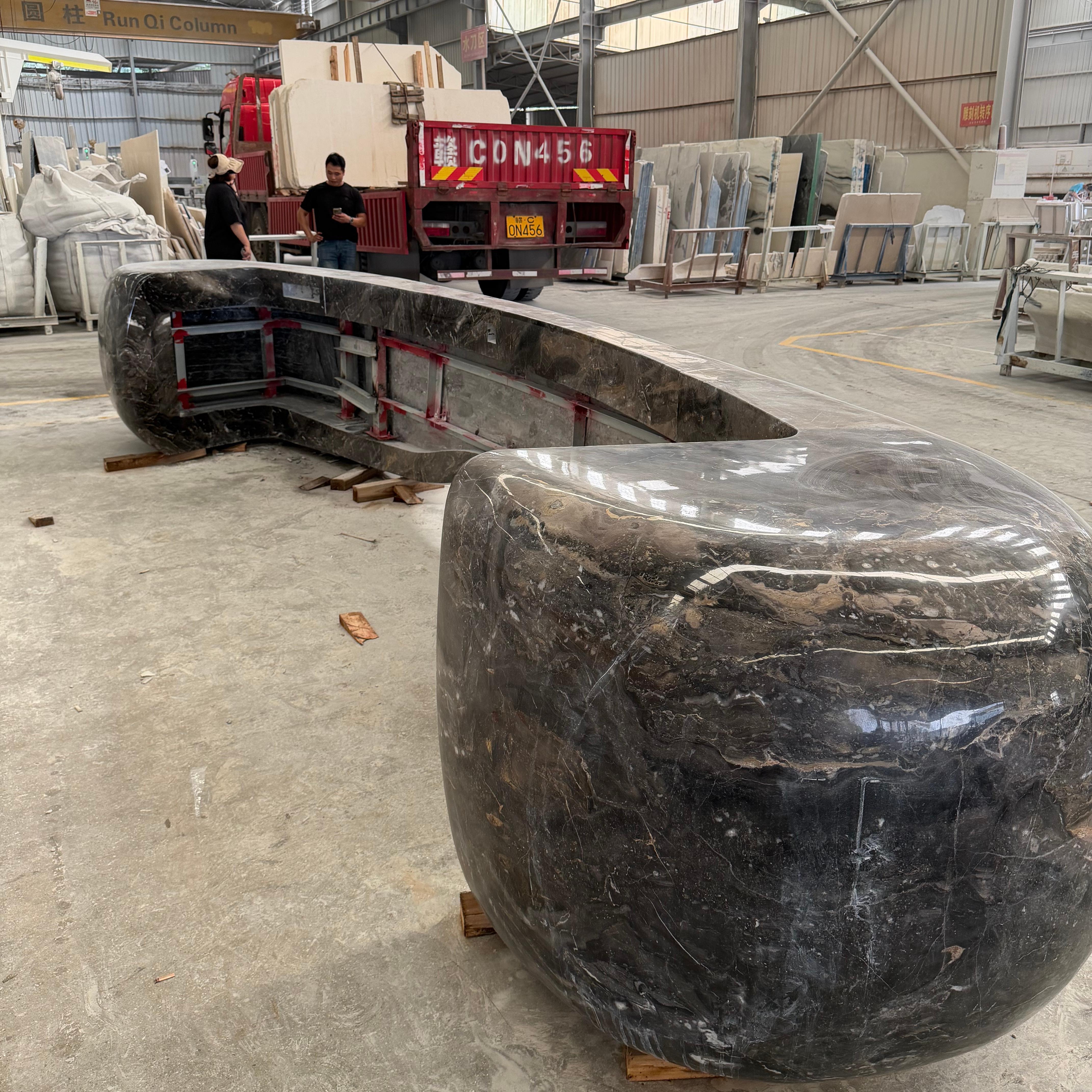 Venice Brown Marble Large Bar Counter