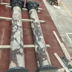 Bulgari White Marble Column with Black White Root Marble