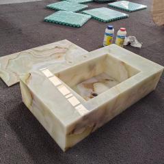 Luxury Green Onyx Integrated Marble Wash Basin