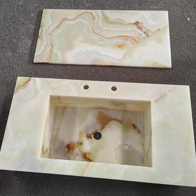 Luxury Green Onyx Integrated Marble Wash Basin