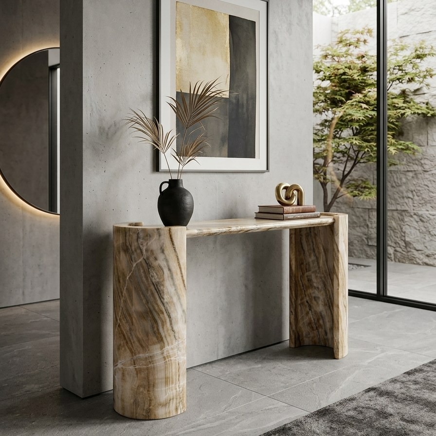 Natural Ice Jade Marble Console Table