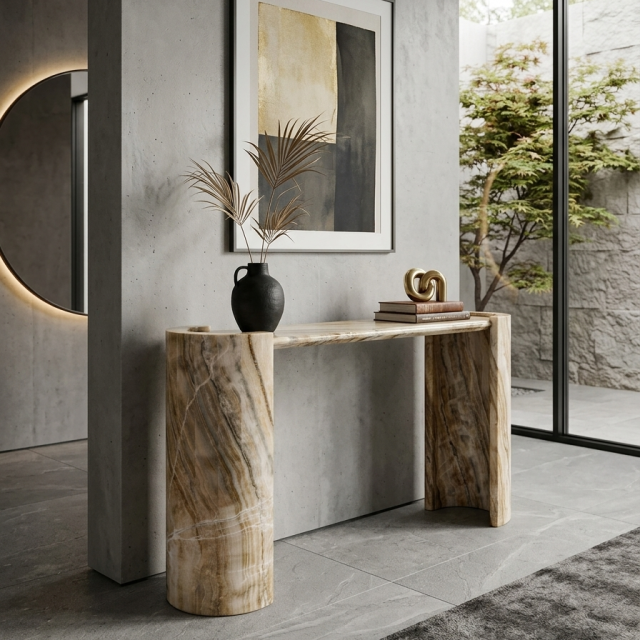 Natural Ice Jade Marble Console Table