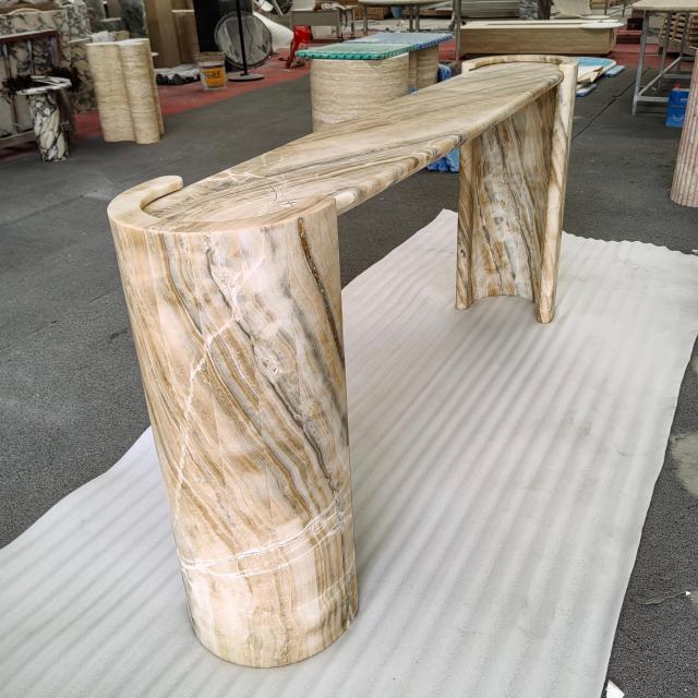 Natural Ice Jade Marble Console Table