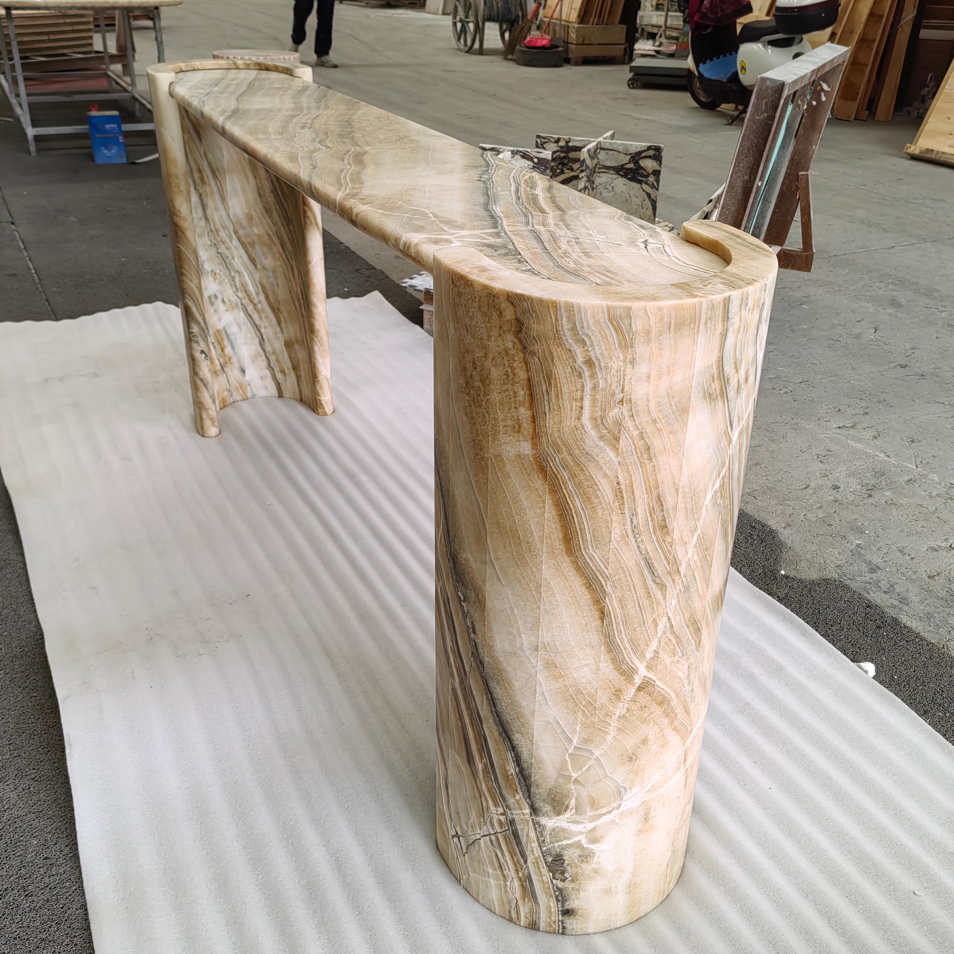 Natural Ice Jade Marble Console Table