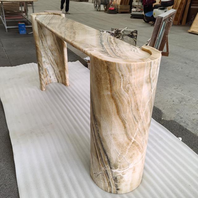Natural Ice Jade Marble Console Table