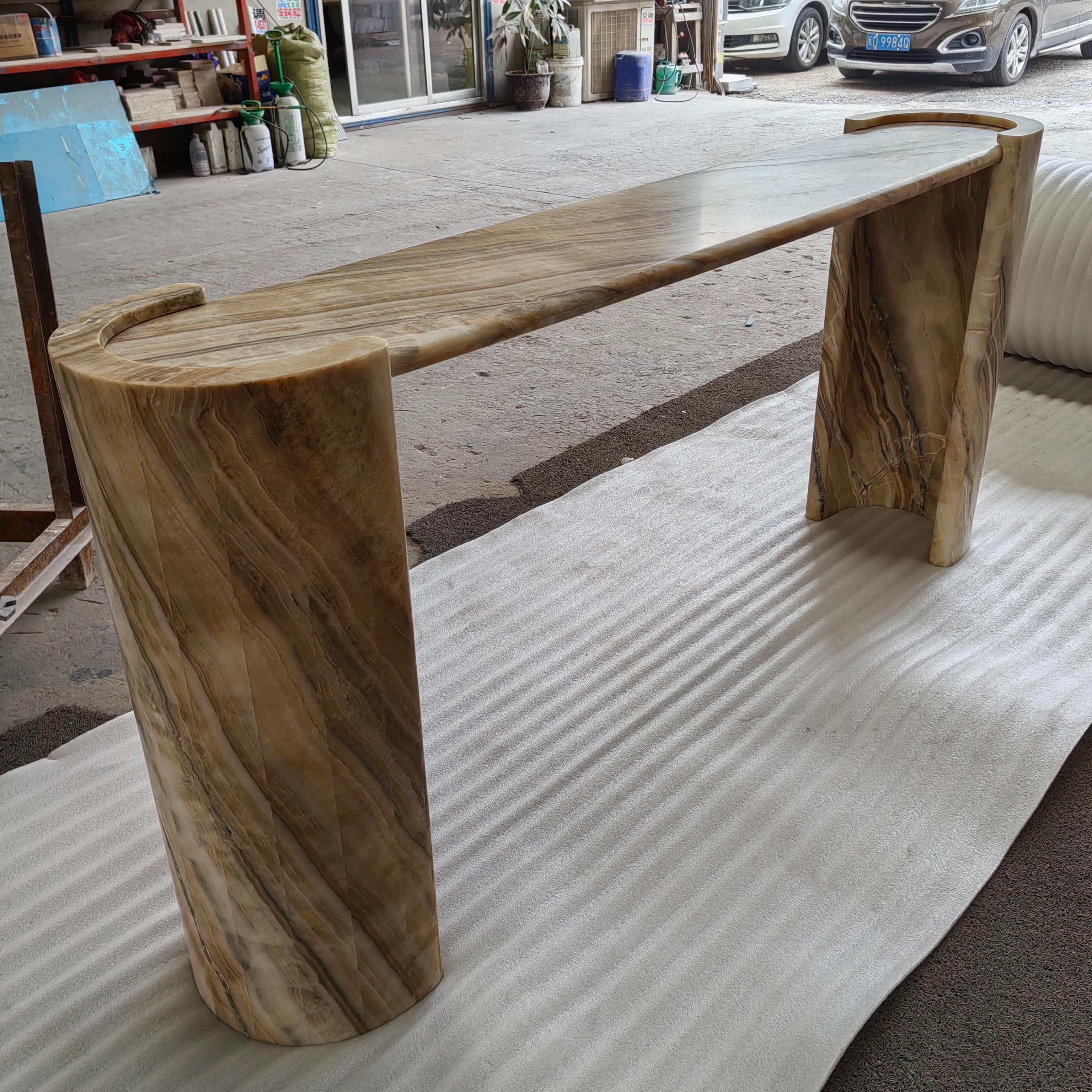 Natural Ice Jade Marble Console Table