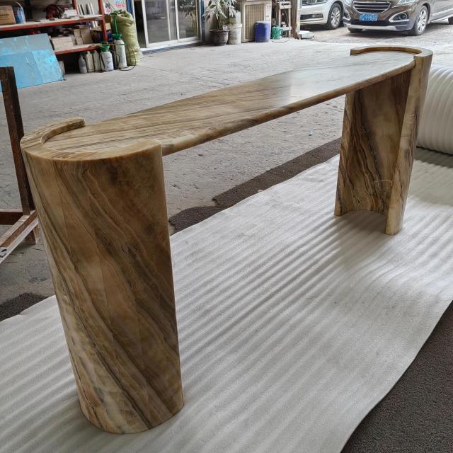 Natural Ice Jade Marble Console Table