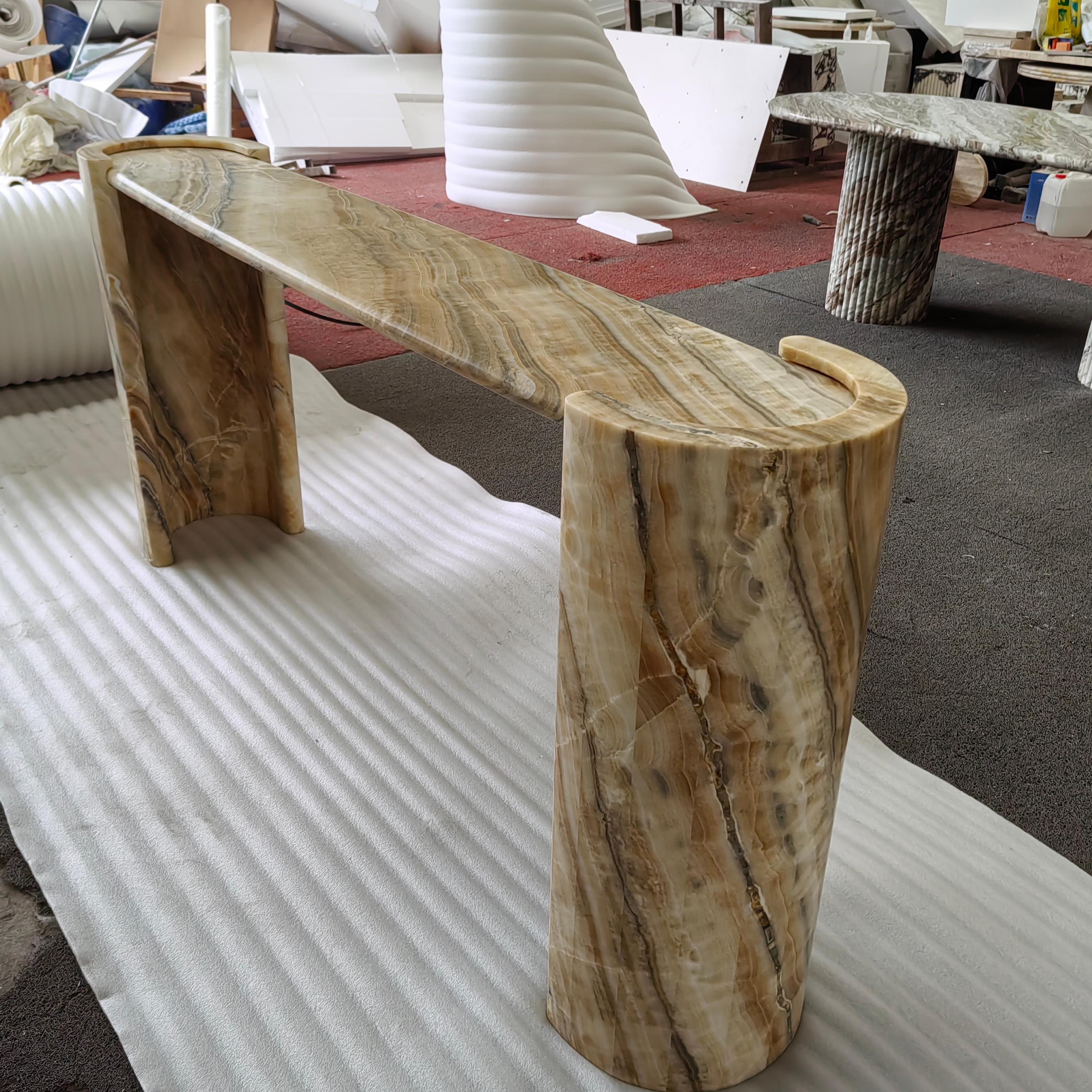 Natural Ice Jade Marble Console Table