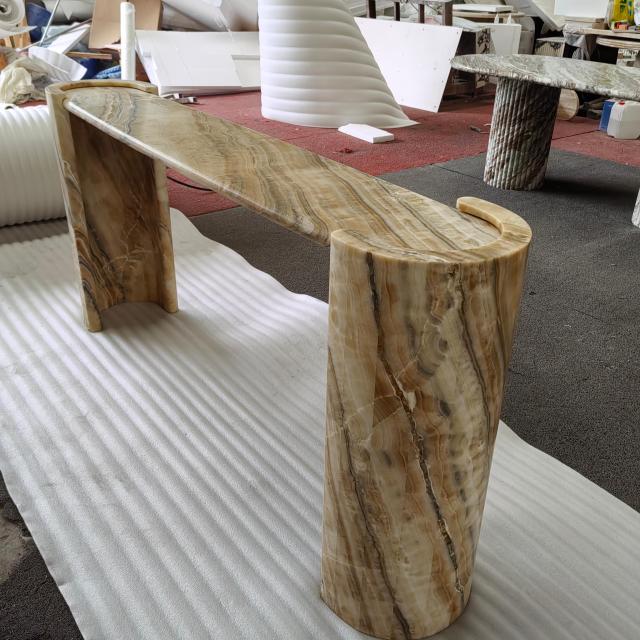 Natural Ice Jade Marble Console Table