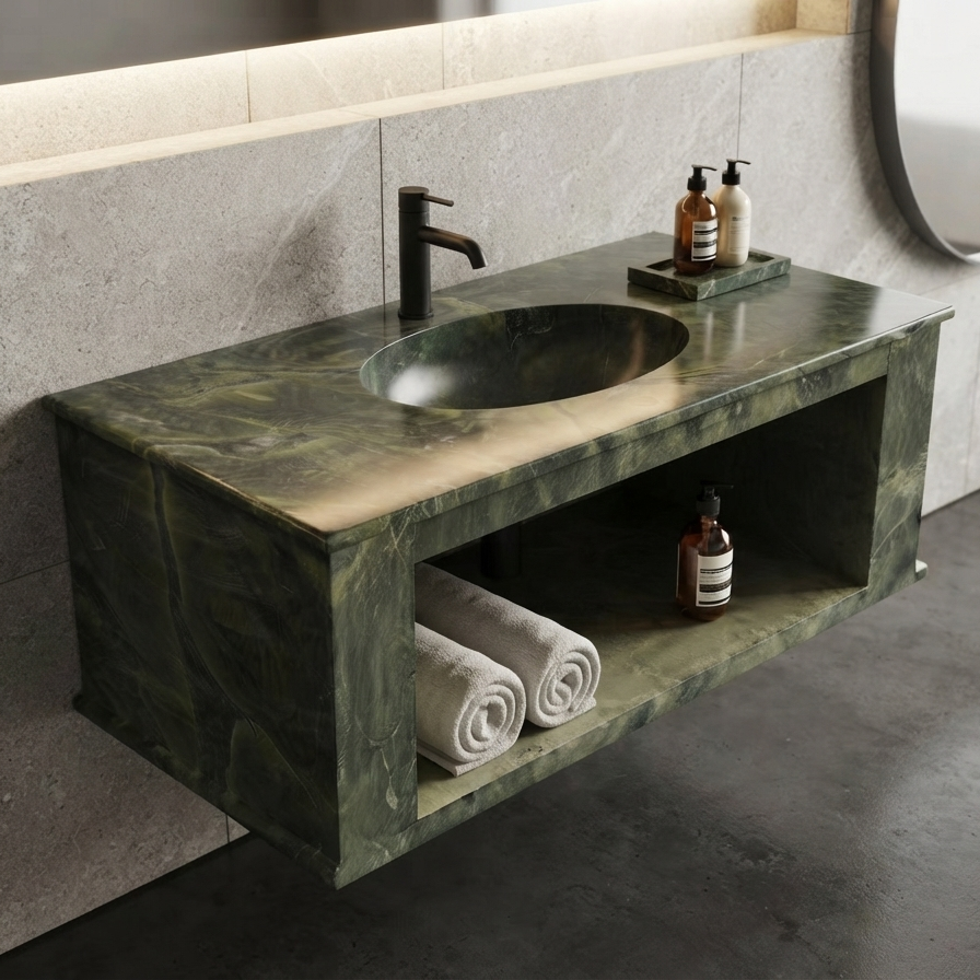 Victoria Green Marble Wash Basin Natural Green Tones