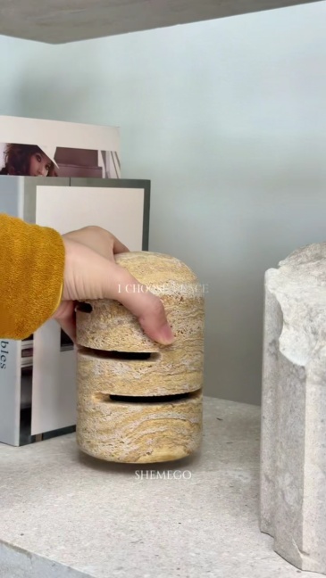 Natural Beige Travertine Table Lamp Modern Home Decor