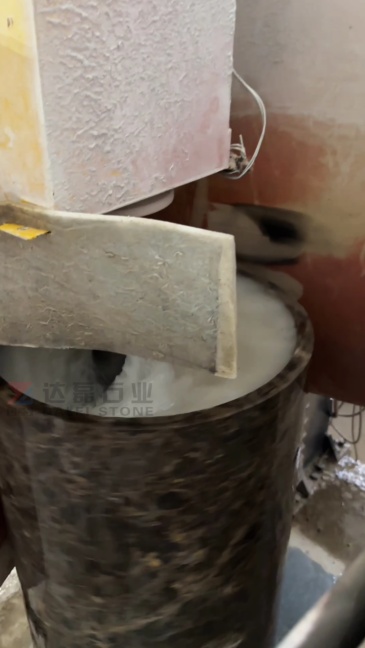 Dark Emperador Marble Freestanding Pedestal Sink