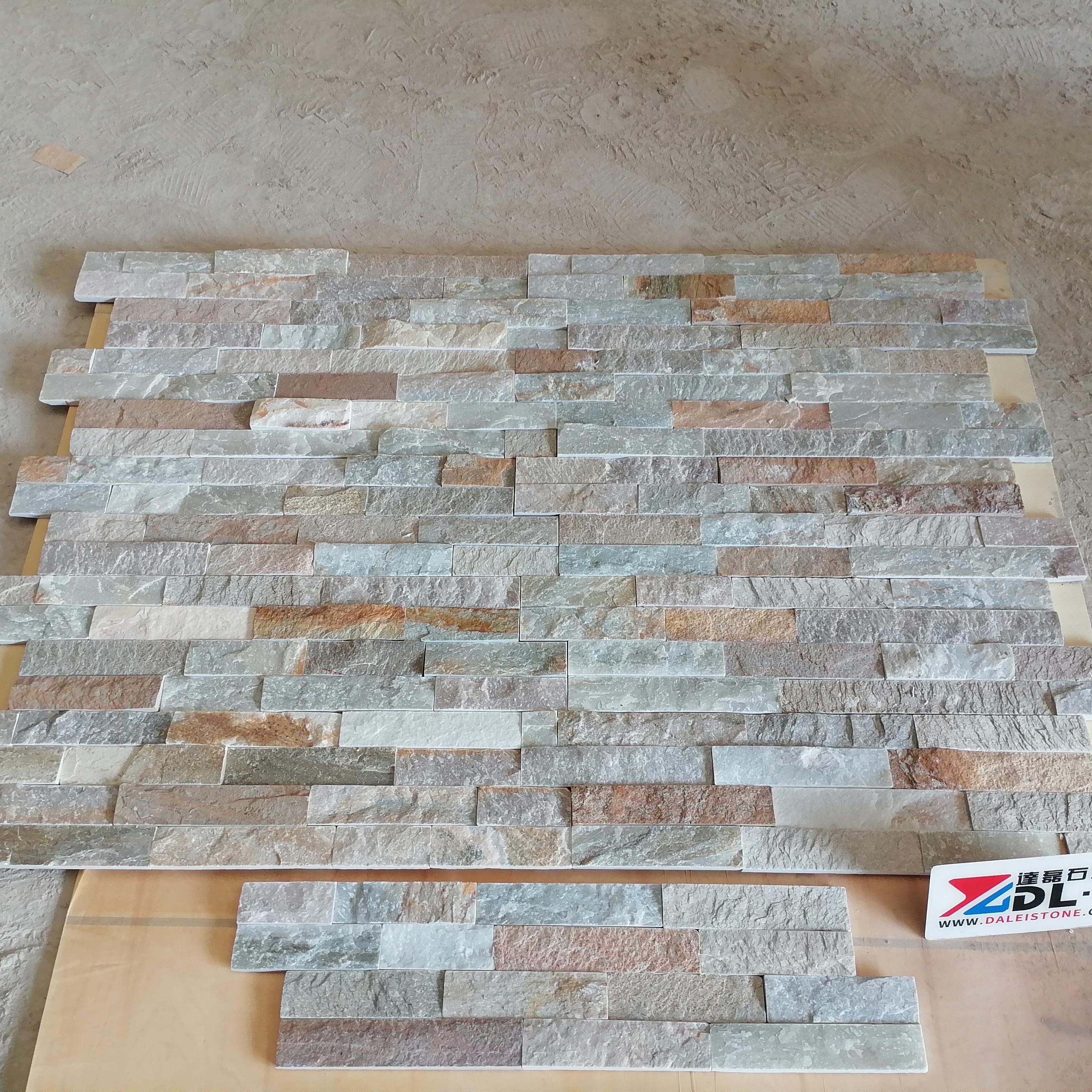 Rustic Yellow and White Quartzite Stacked Stone Panels