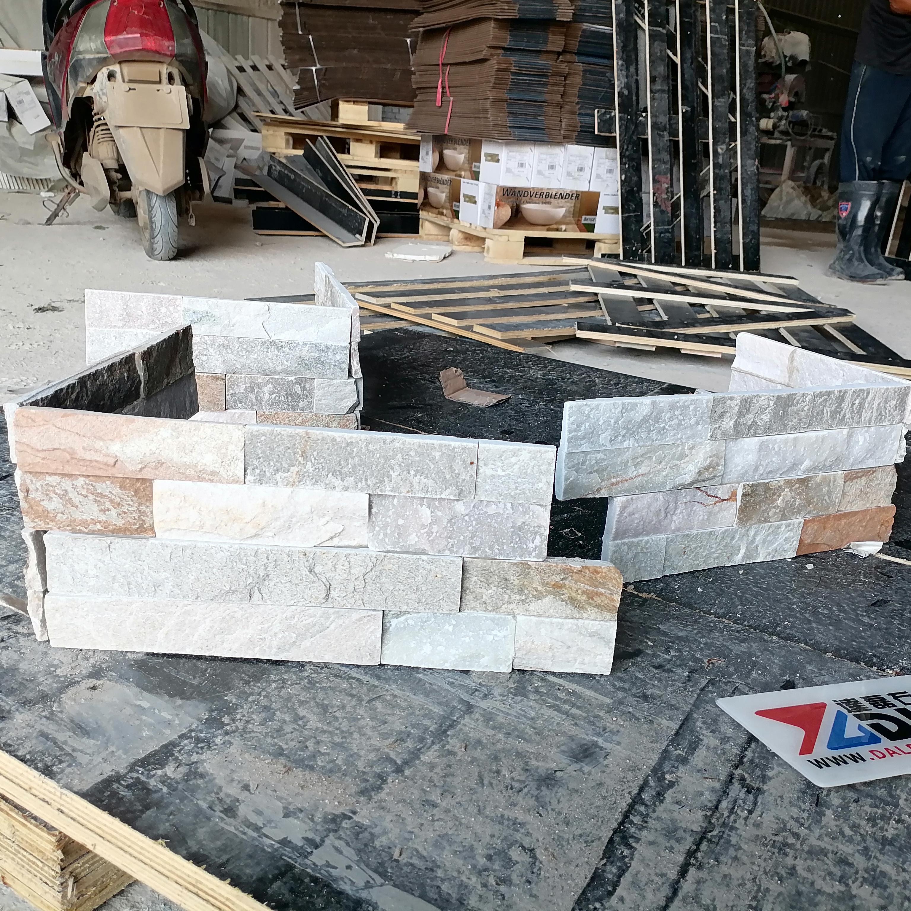 Rustic Yellow and White Quartzite Stacked Stone Panels