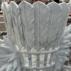 Custom Carved Carrara White Marble Badminton Sculpture